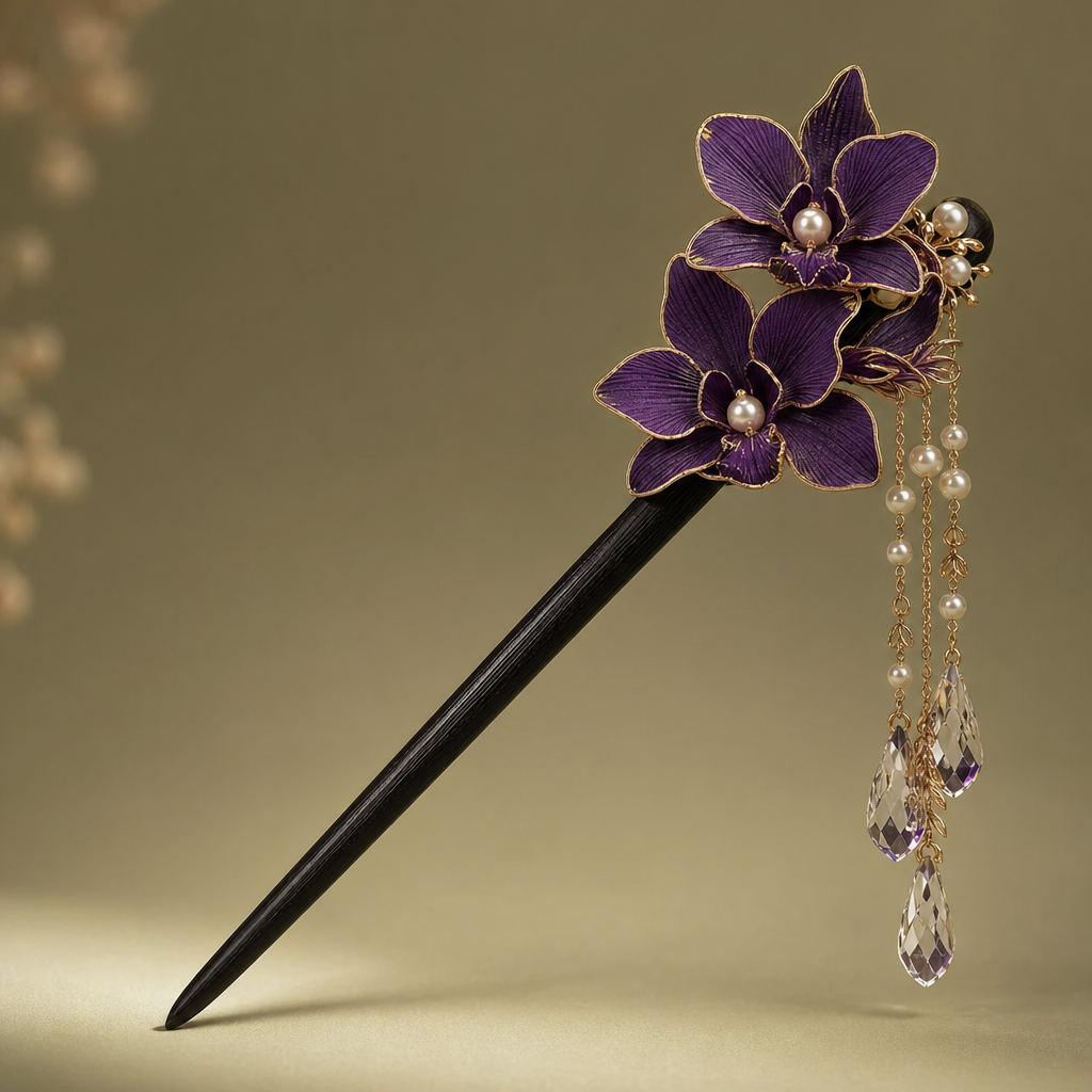 Orchid Tassel Hair Stick