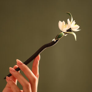 white magnolia ebony hair stick