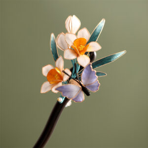 mixed orchid floral hair stick