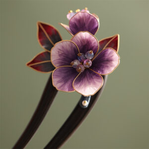 purple pansy silk flower hair stick
