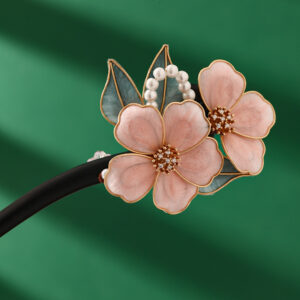 pale pink silk blossom hair stick
