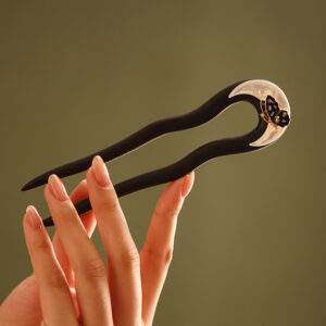 minimal black wood tassel hair stick