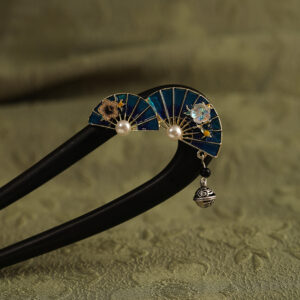 blue fan double prong hair fork