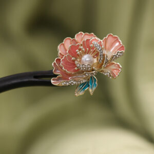 pink floral hair fork